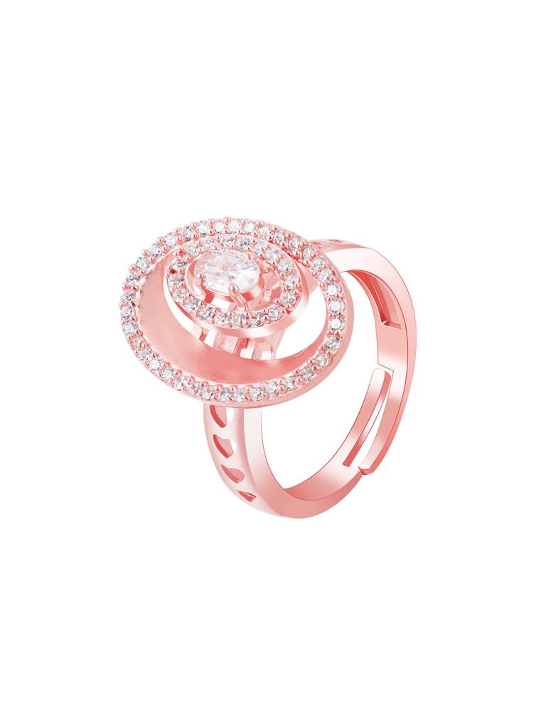 Giva 925 Sterling Silver Rose Gold Sphere Arena Ring