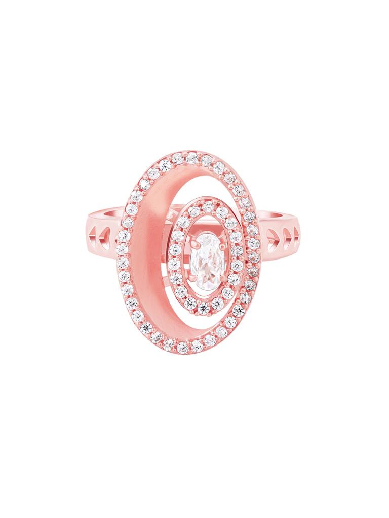 Giva 925 Sterling Silver Rose Gold Sphere Arena Ring