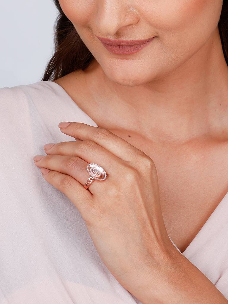 Giva 925 Sterling Silver Rose Gold Sphere Arena Ring