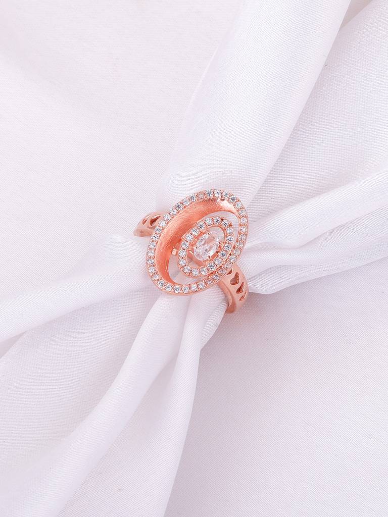 Giva 925 Sterling Silver Rose Gold Sphere Arena Ring