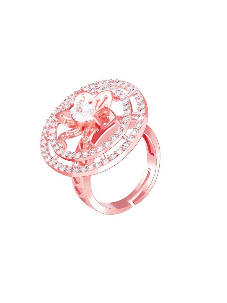 GIVA 925 Sterling Silver Rose Gold Concentric Circle Sunflower Ring