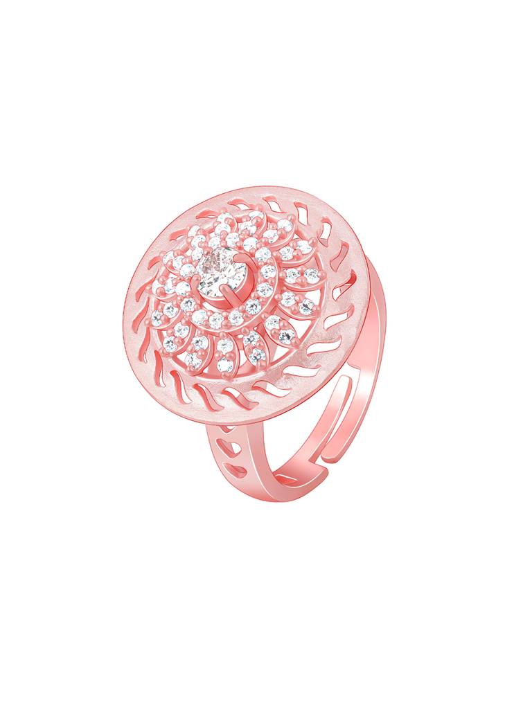 Giva 925 Sterling Silver Rose Gold Lavish Cocktail Ring