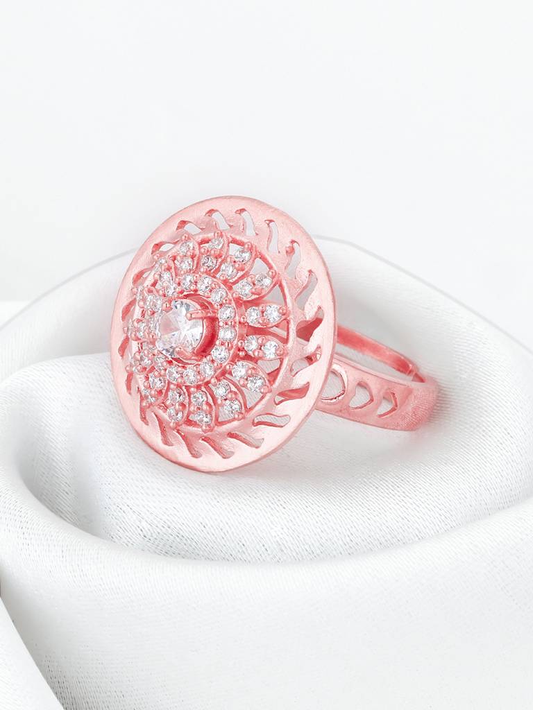 Giva 925 Sterling Silver Rose Gold Lavish Cocktail Ring