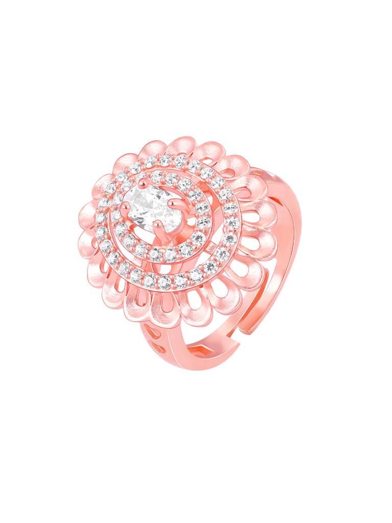Giva 925 Sterling Silver Rose Gold Oval Glamour Cocktail Ring