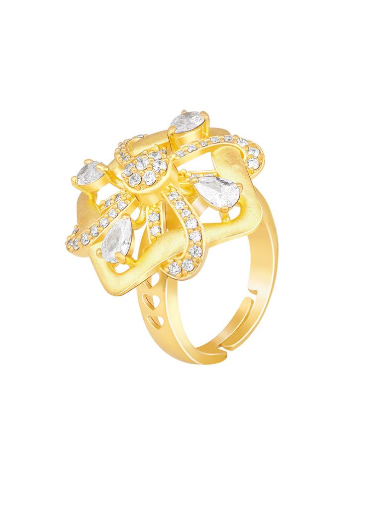 GIVA 925 Sterling Silver Golden Sparkling Cocktail Ring