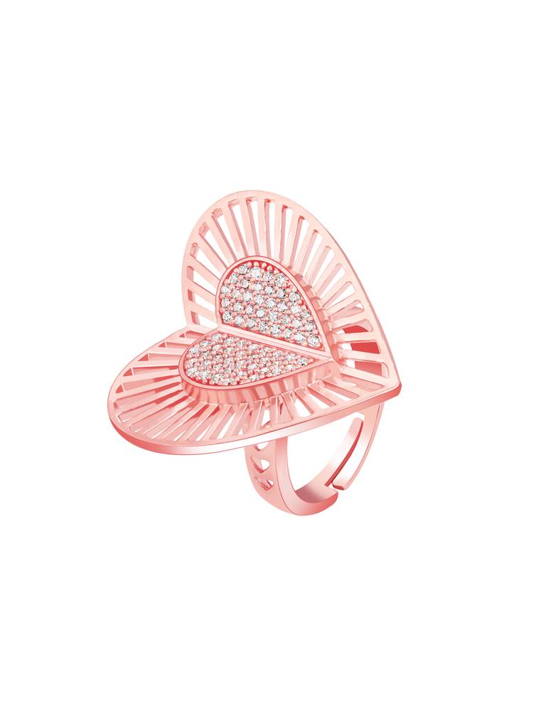 GIVA 925 Sterling Silver Anushka Sharma Rose Gold Cocktail Heart Ring