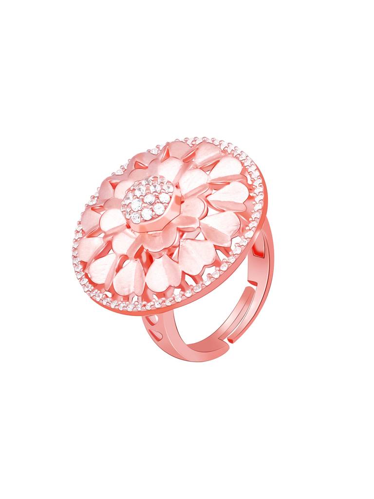 GIVA 925 Sterling Silver Rose Gold Majestic Cocktail Ring