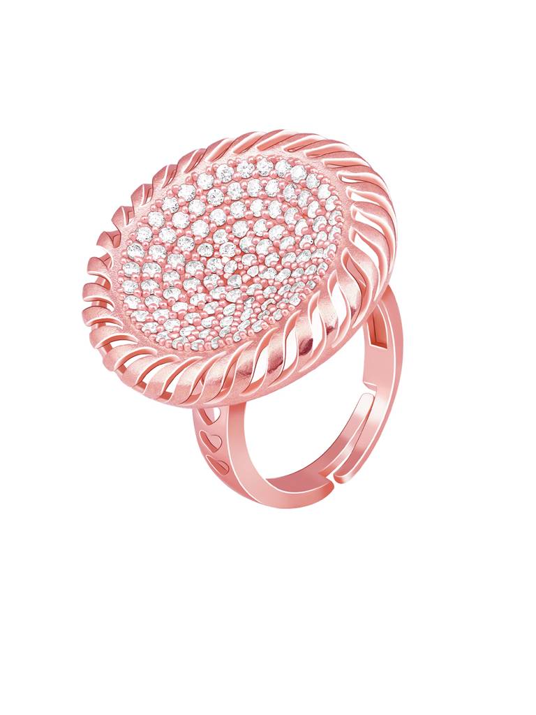 GIVA 925 Sterling Silver Rose Gold Filigree Round Ring