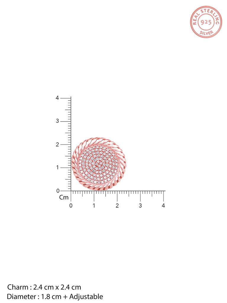 GIVA 925 Sterling Silver Rose Gold Filigree Round Ring