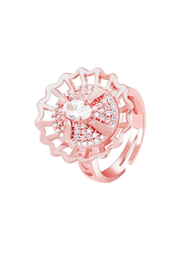 Giva 925 Sterling Silver Rose Gold Floral Cocktail Ring