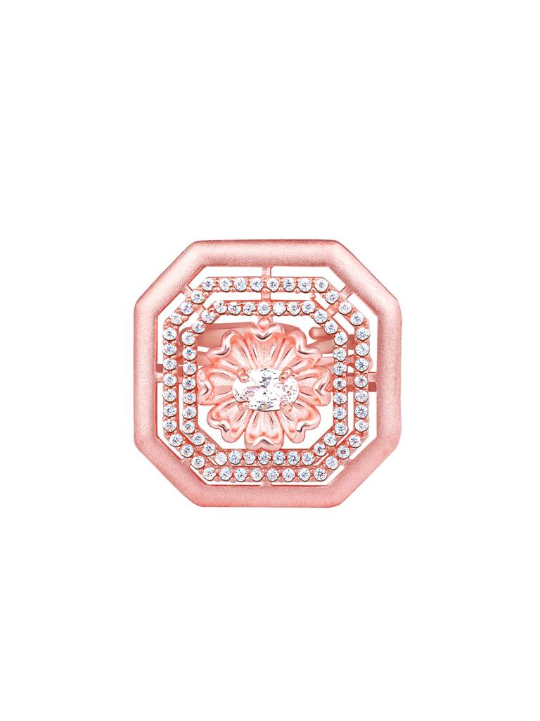 GIVA 925 Sterling Silver Rose Gold Sunflower Octagon Ring