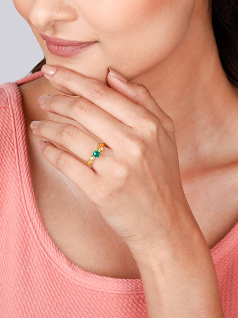 Giva 925 Sterling Silver Golden Green Verdant Valley Ring