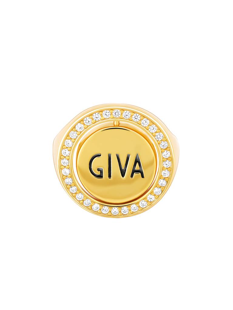 Giva 925 Sterling Silver Golden Giva Signature Flip Ring