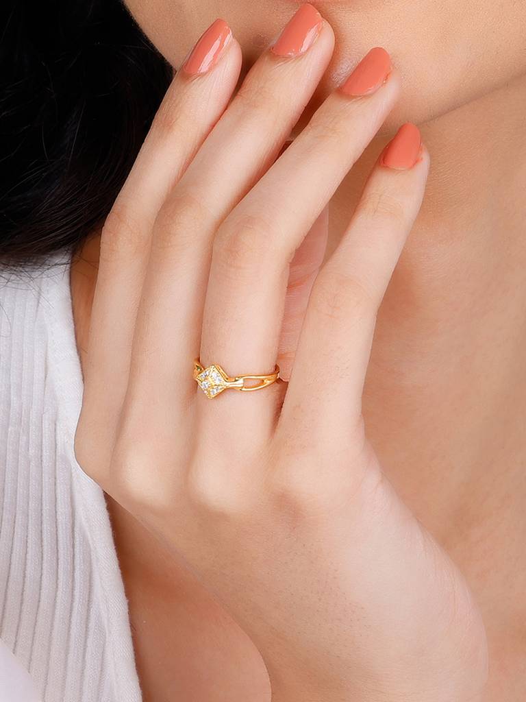 Giva 925 Sterling Silver Golden Cubed Wonder Signature Ring