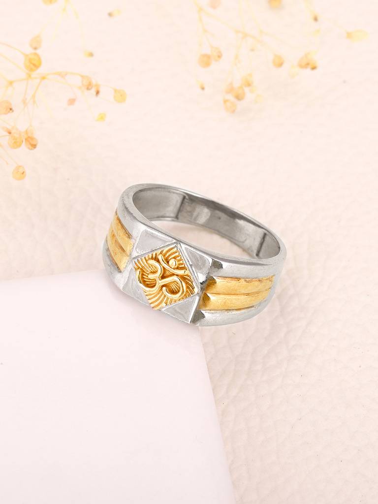 Giva 925 Sterling Silver And Golden Om Namah Shivaya Ring