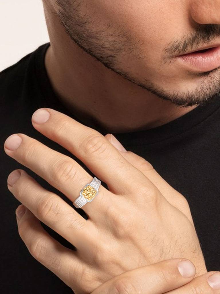 Giva 925 Sterling Silver And Golden Majestic Ring