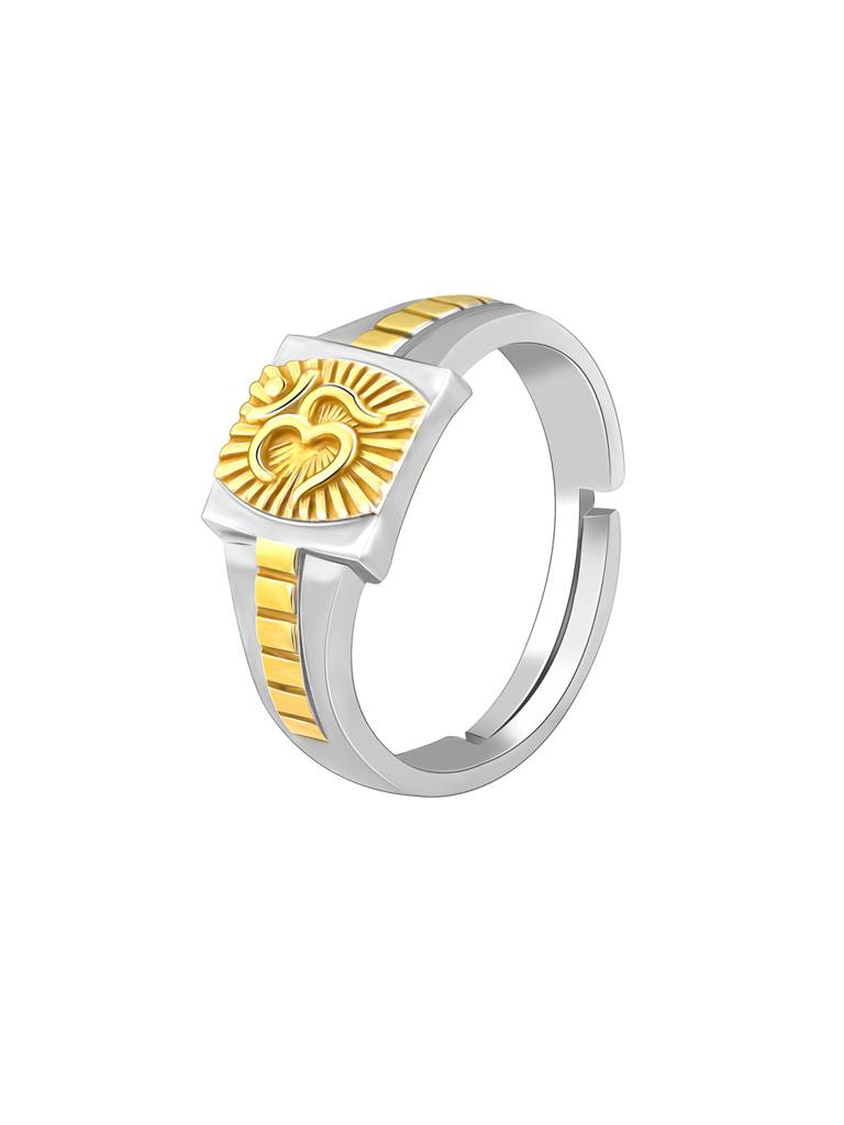 Giva 925 Sterling Silver And Golden Graceful Om Ring