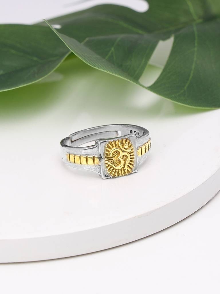 Giva 925 Sterling Silver And Golden Graceful Om Ring