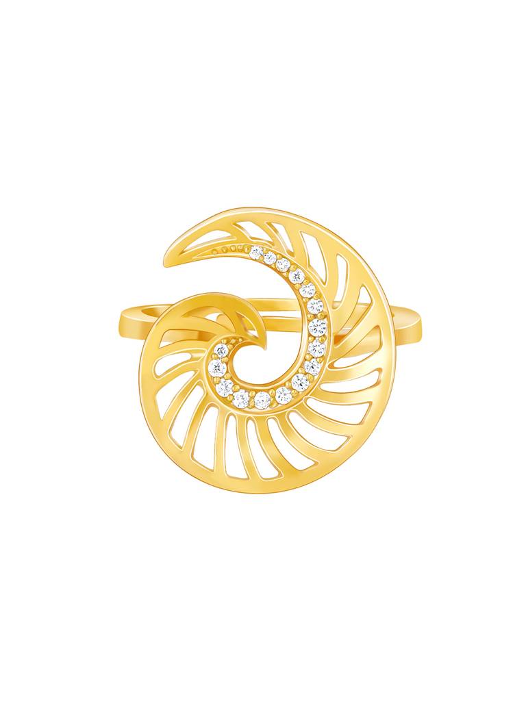 Giva 925 Sterling Silver Golden Whirling Winds Ring