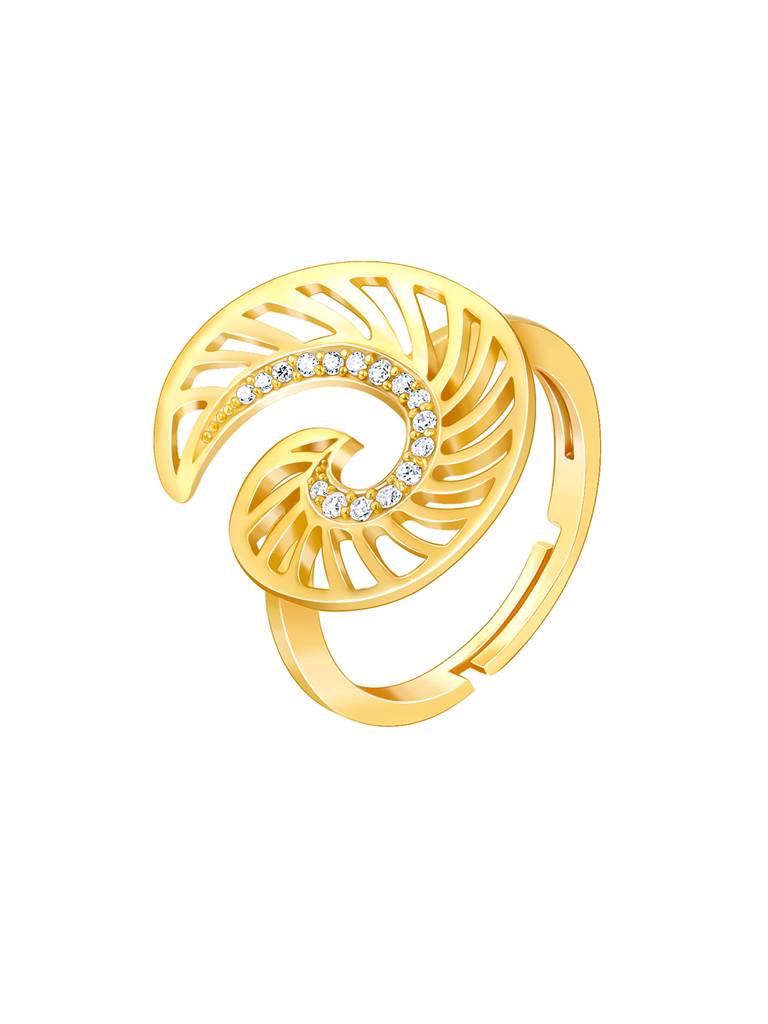Giva 925 Sterling Silver Golden Whirling Winds Ring