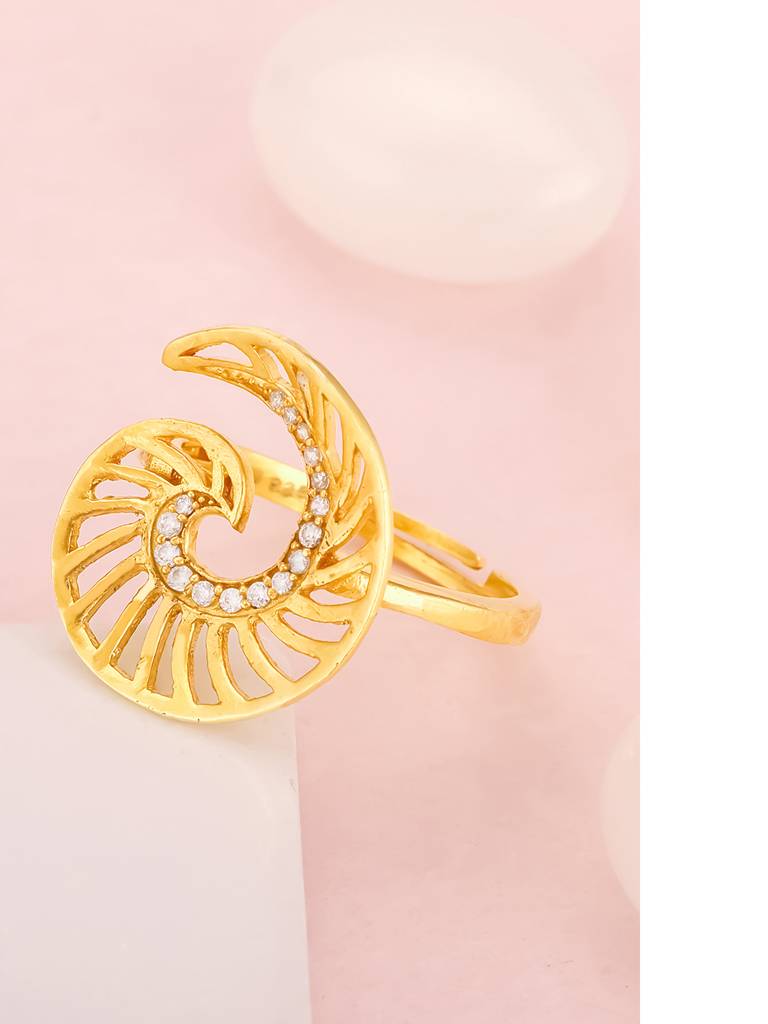 Giva 925 Sterling Silver Golden Whirling Winds Ring