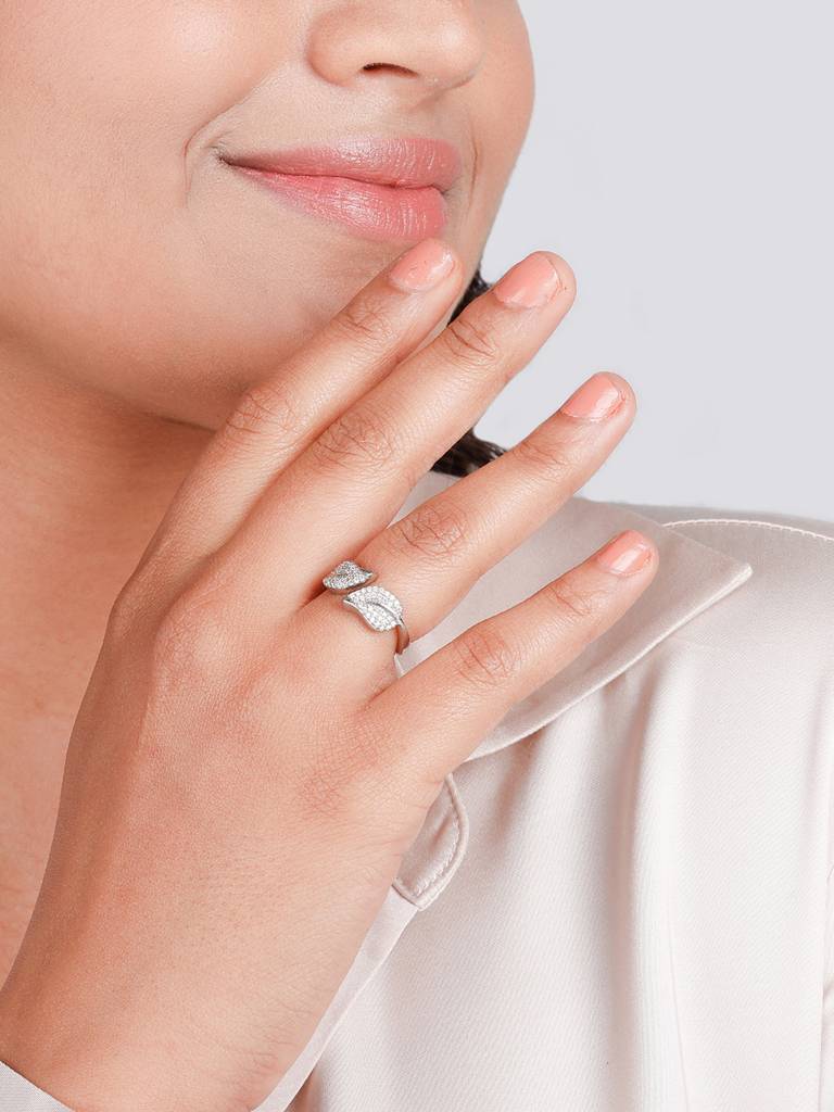 Giva 925 Sterling Silver Double Leaf Ring