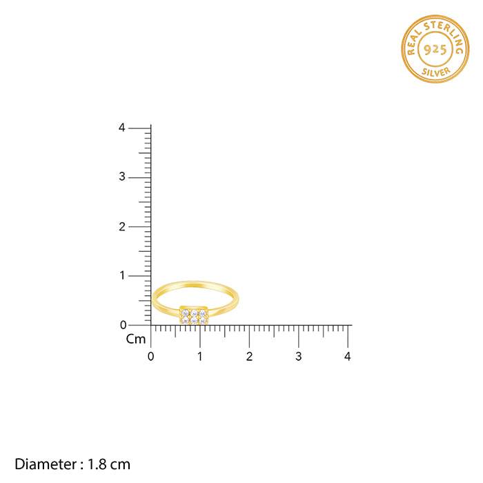 Giva 925 Sterling Silver Golden Six Stone Ring , Fixed Size| Gifts For Women And Girls | W : R0976