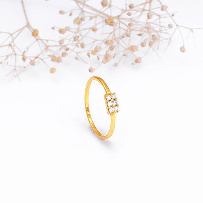 Giva 925 Sterling Silver Golden Six Stone Ring , Fixed Size| Gifts For Women And Girls | W : R0976