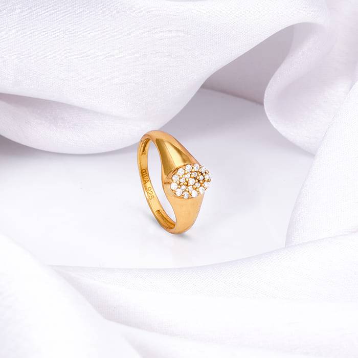 Giva 925 Sterling Silver Golden Regal Ring , Fixed Size| Gifts For Women And Girls | With  : R0979