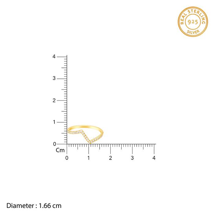 Giva 925 Sterling Silver Golden Powerband Ring , Fixed Size| Gifts For Women And Girls | W : R0980