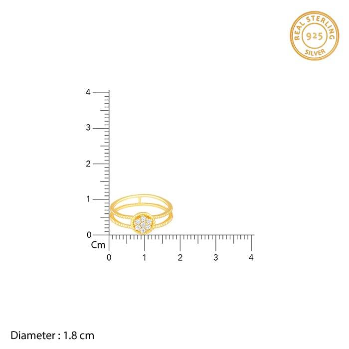 Giva 925 Sterling Silver Golden Radiant Wonders Ring, Fixed Size| Gifts For Women And Girl : R0981