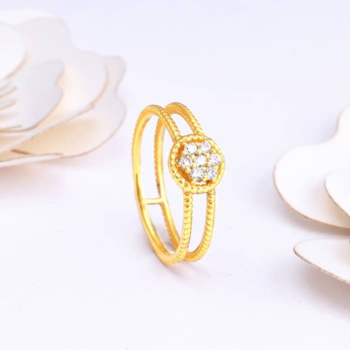 Giva 925 Sterling Silver Golden Radiant Wonders Ring, Fixed Size| Gifts For Women And Girl : R0981