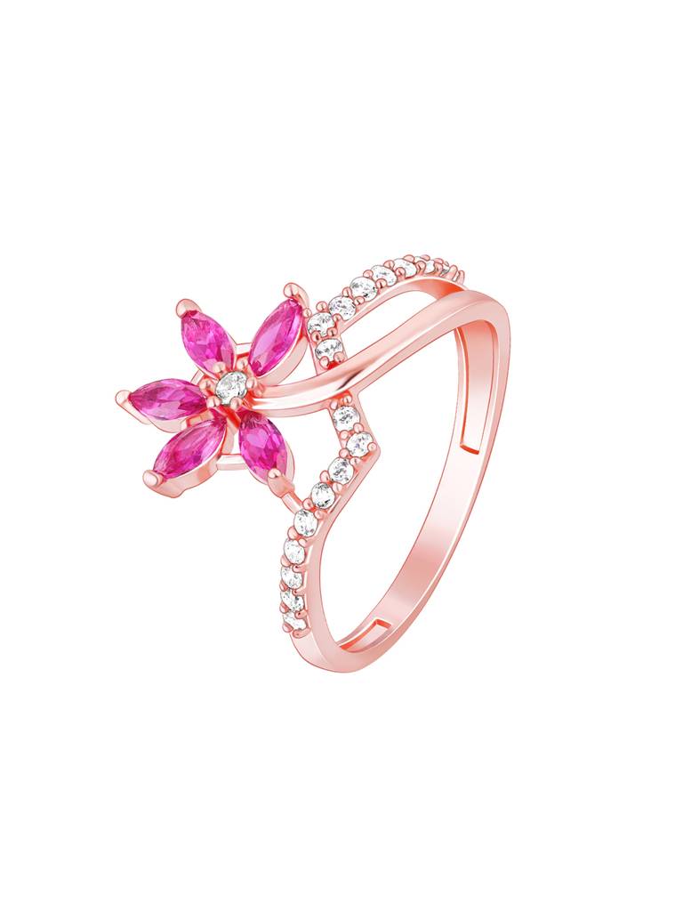 Giva 925 Sterling Silver Golden Pink Daisy Ring