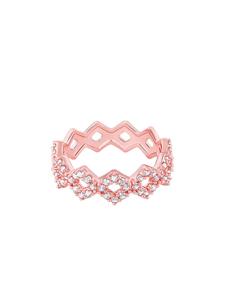 Giva 925 Sterling Silver Rose Gold Woven Together Ring