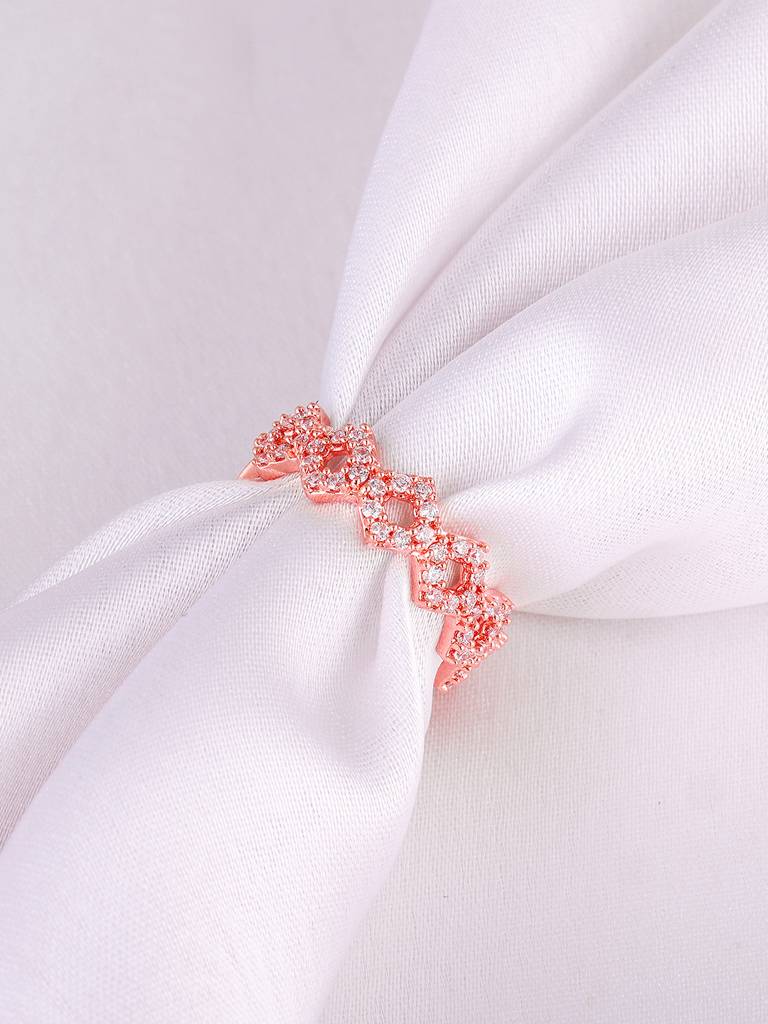 Giva 925 Sterling Silver Rose Gold Woven Together Ring