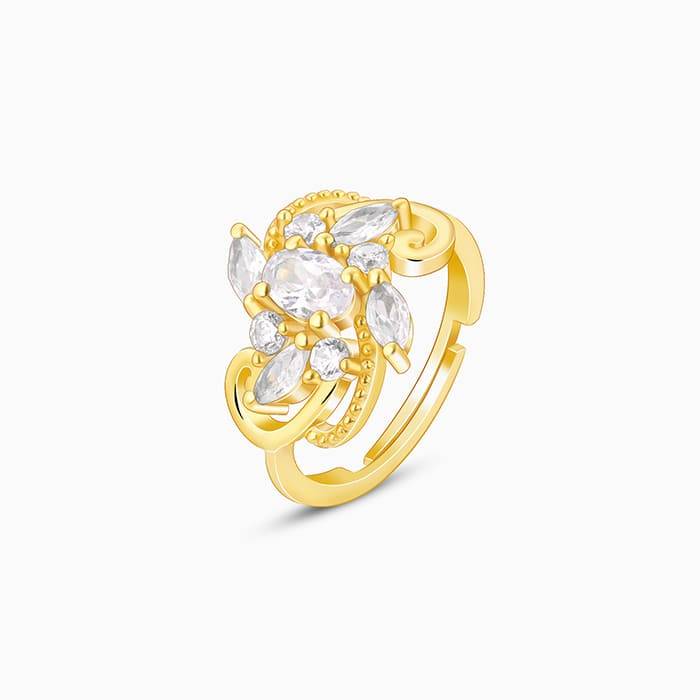 Giva 925 Sterling Silver Golden Bloom Bling Ring, Adjustable| Gifts For Women And Girls |  : R0991