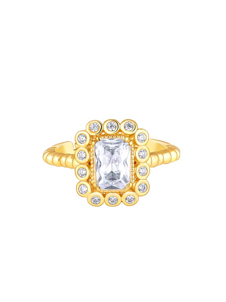 Giva 925 Sterling Silver Golden Zirconia Shine Ring