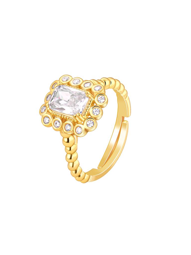 Giva 925 Sterling Silver Golden Zirconia Shine Ring