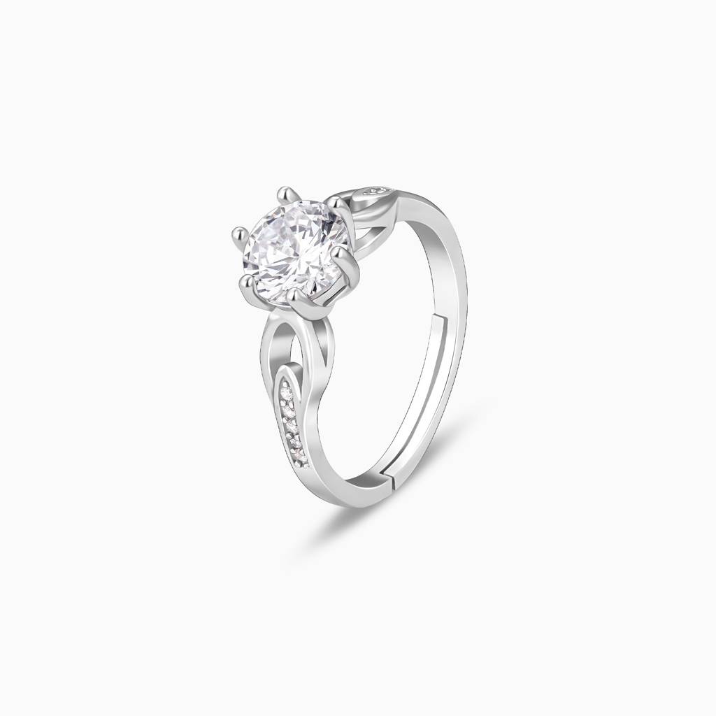 Silver Zircon Sparkling Loop Ring : R100
