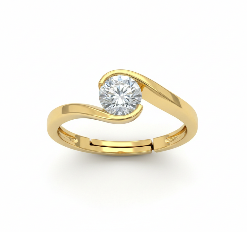 925 Sterling Silver Solitaire Ring |18K Gold Plated | Classic Engagement & Promise Ring For Women : R104G
