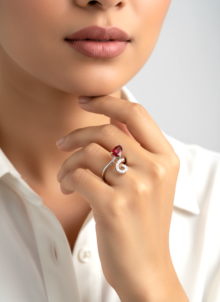 Pure 925 Elegant Silver Ruby Ring For Women | Adjustable | Skin-Friendly | Best Gift : R110S