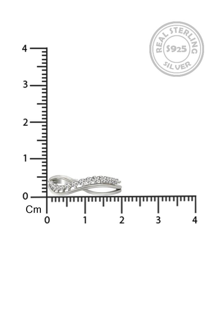 Pure 925 Elegant Silver Twisted Infinity Ring With Sparkling Stones : R113S