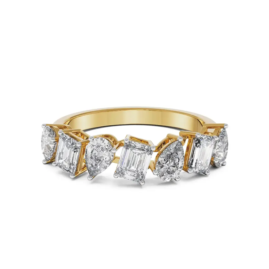 Pear And Emerald Diamond Band