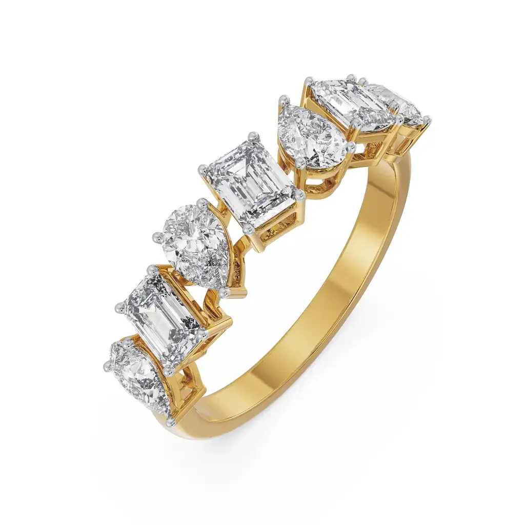 Pear And Emerald Diamond Band