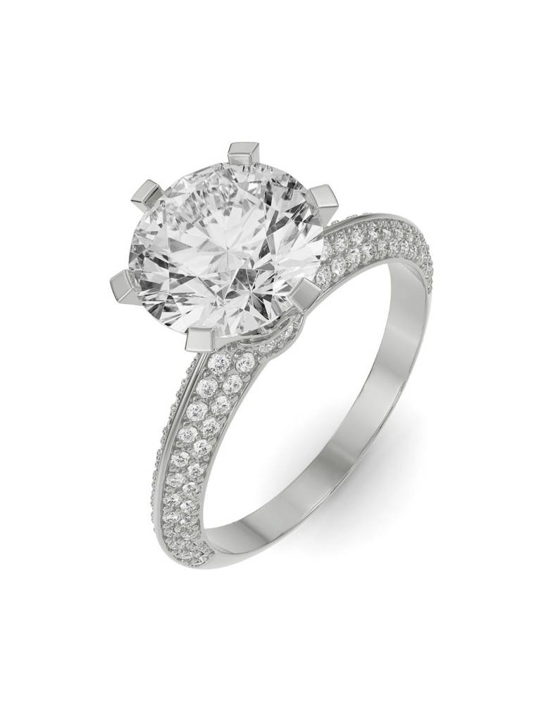 Whimsical Round Pave Engagement Ring : R1159