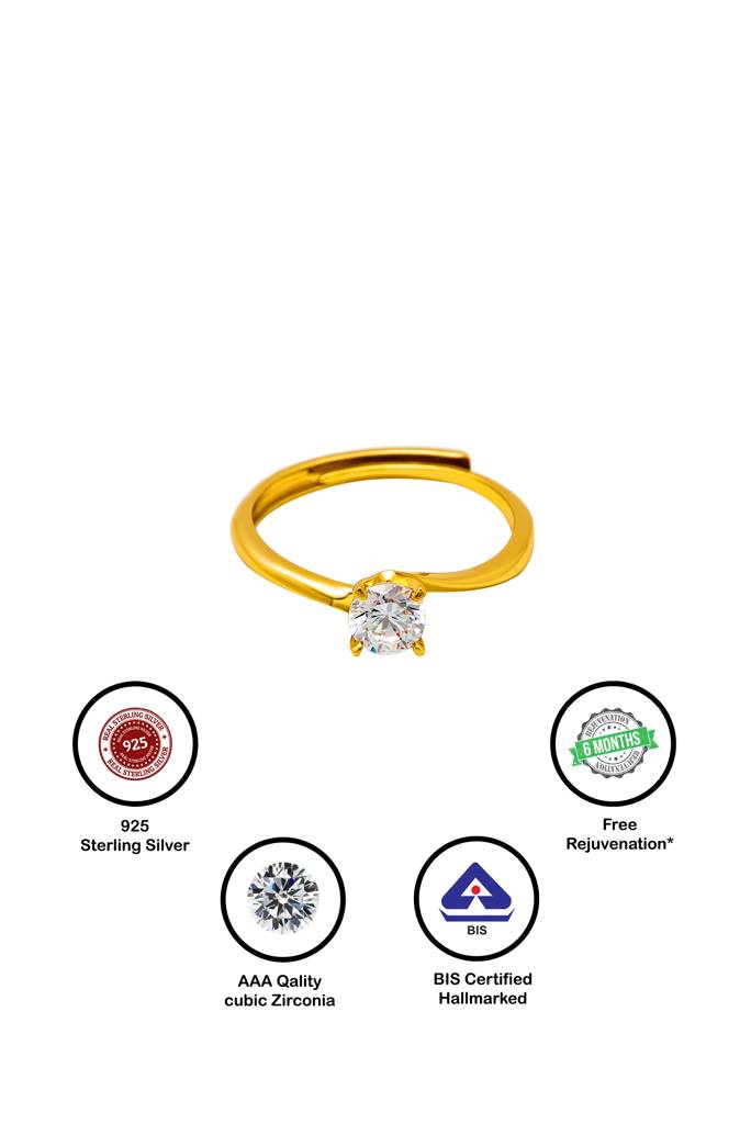 Silberry 925 Sterling Silver Tiny Solitaire Ring : R1162