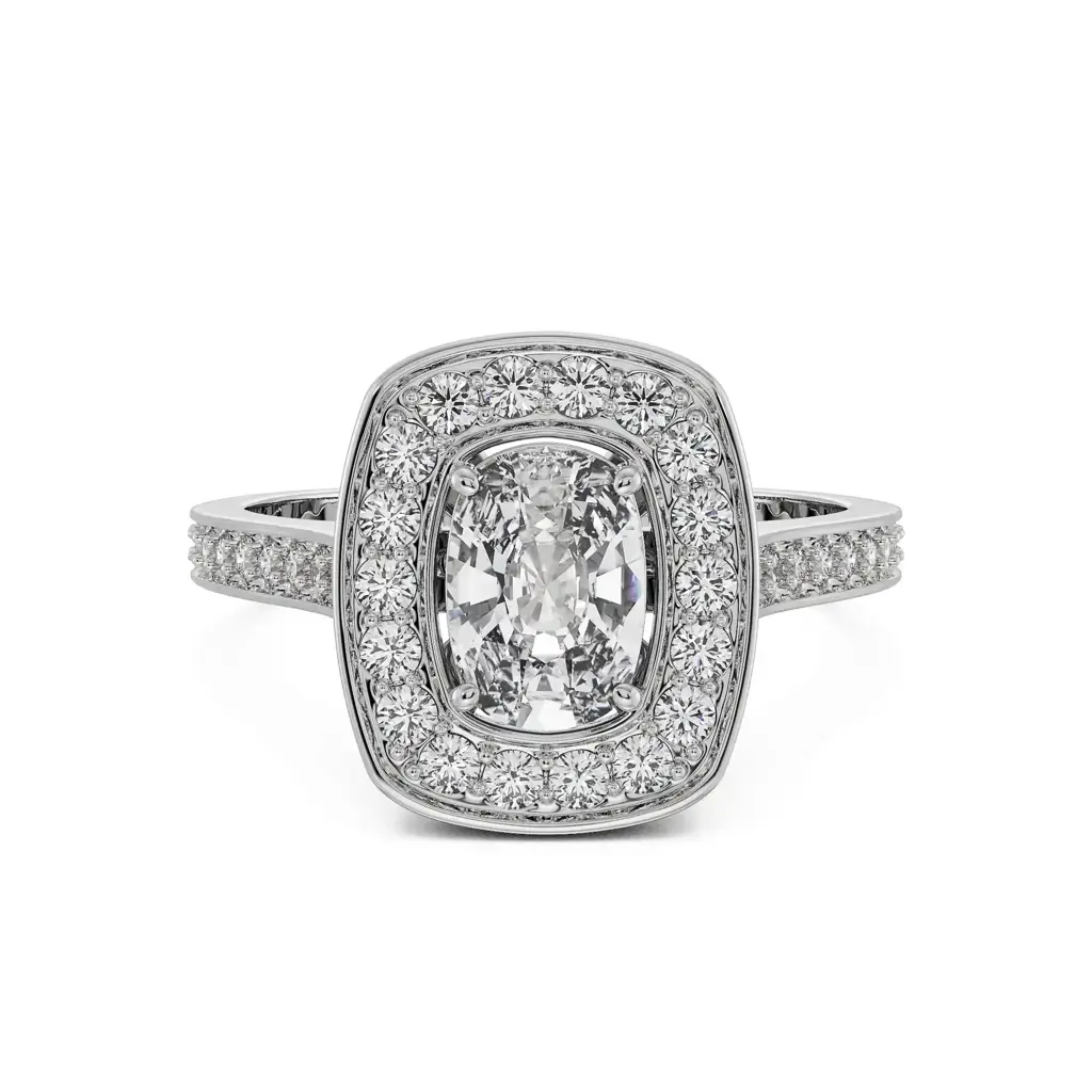 Cushion Halo Solitaire Diamond Ring