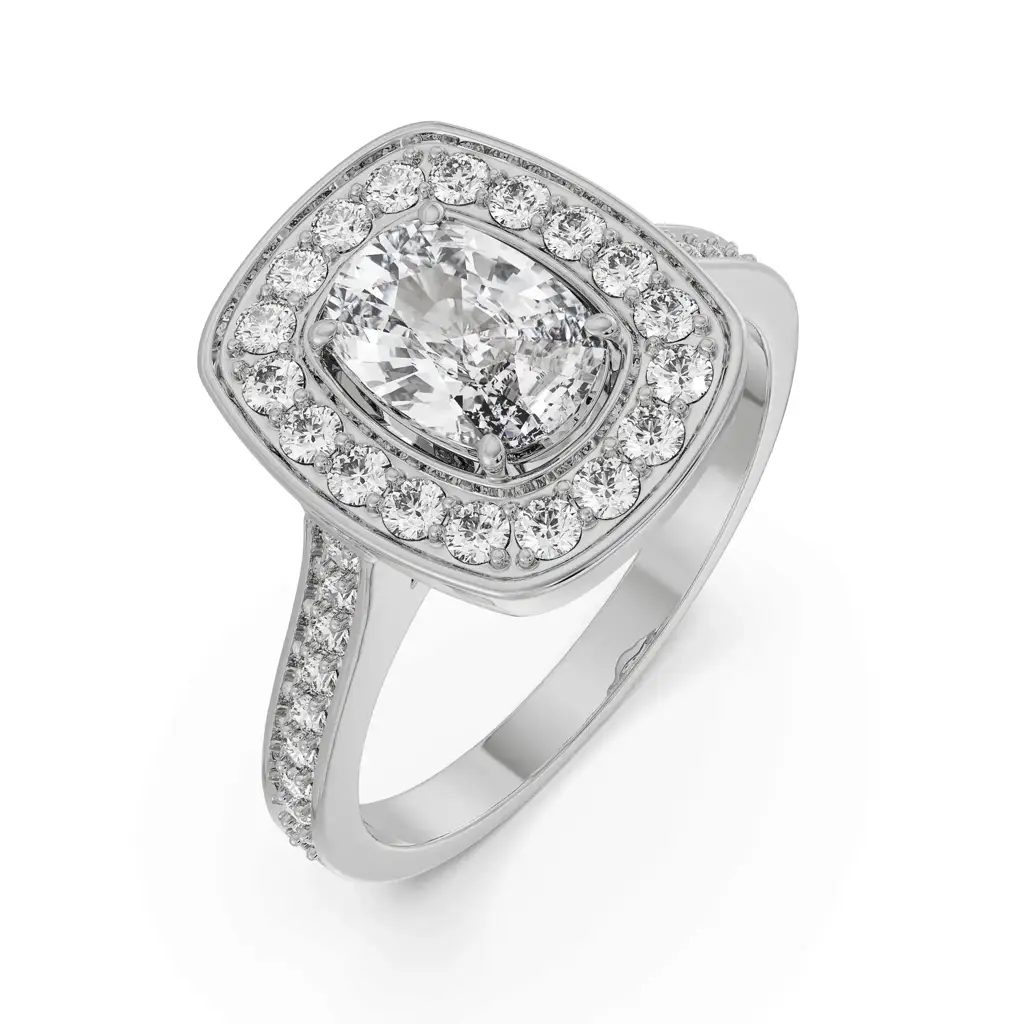 Cushion Halo Solitaire Diamond Ring