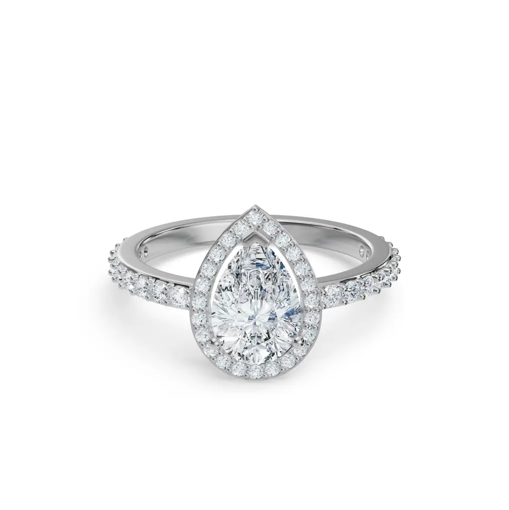 Solitaire Pear Halo Engagement Ring : R1178