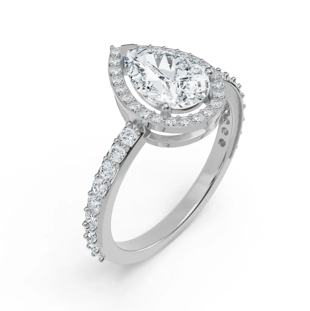 Solitaire Pear Halo Engagement Ring : R1178